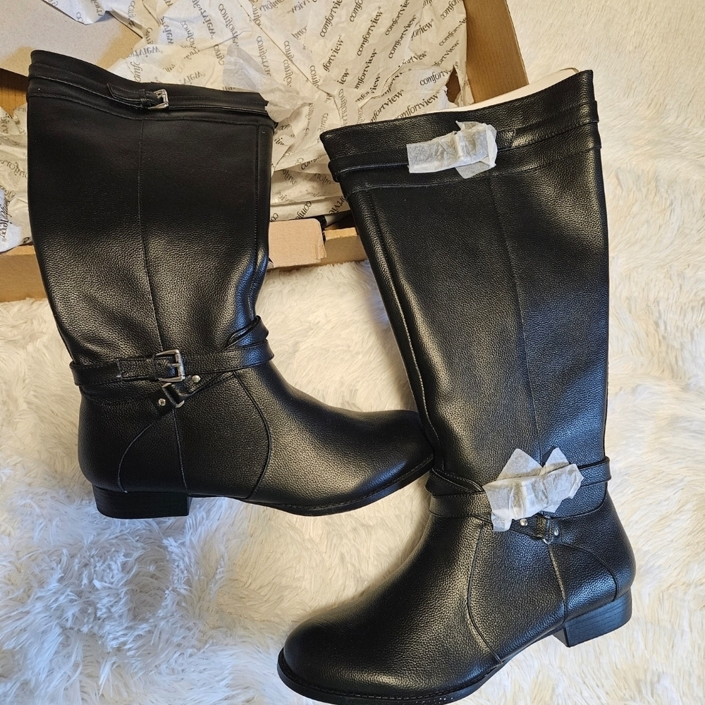 Comfortview Black Over the Knee Boots